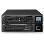 Sentinel Dual2 Riello UPS 1000-3000 VA Online USV mit Batteriemodul liegend Sentinel Dual2 1000-3000 VA Online USV von Riello UPS mit einem BTC Batteriemodul liegend